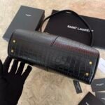 YSL Saint Laurent classic reproduction crocodile pattern shopping bag with detachable chain, bronze metal chain