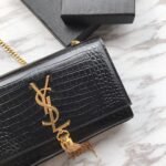Yves Saint Laurent ‘Medium Monogram Sunset’ Croc Embossed Leather