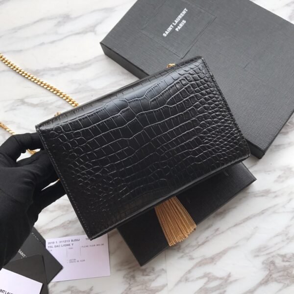 Yves Saint Laurent ‘Medium Monogram Sunset’ Croc Embossed Leather