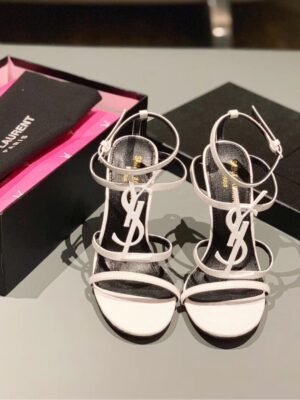 CASSANDRA FLAT SANDALS IN CROCODILE-EMBOSSED LEATHER WITH GOLD-TONE MONOGRAM