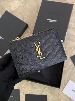 MONOGRAM ZIPPERED TWO-PART WALLET IN GRAIN DE POUDRE EMBOSSED LEATHER