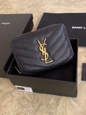 MONOGRAM COMPACT ZIP AROUND WALLET IN GRAIN DE POUDRE EMBOSSED LEATHER