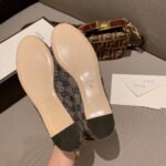 Gucci Beige/Blue GG Canvas And Leather Bow Ballet Flats