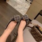 Gucci Beige/Blue GG Canvas And Leather Bow Ballet Flats