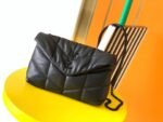 Yves Saint Laurent Loulou Puffer Small Quilted Leather Clutch In Black