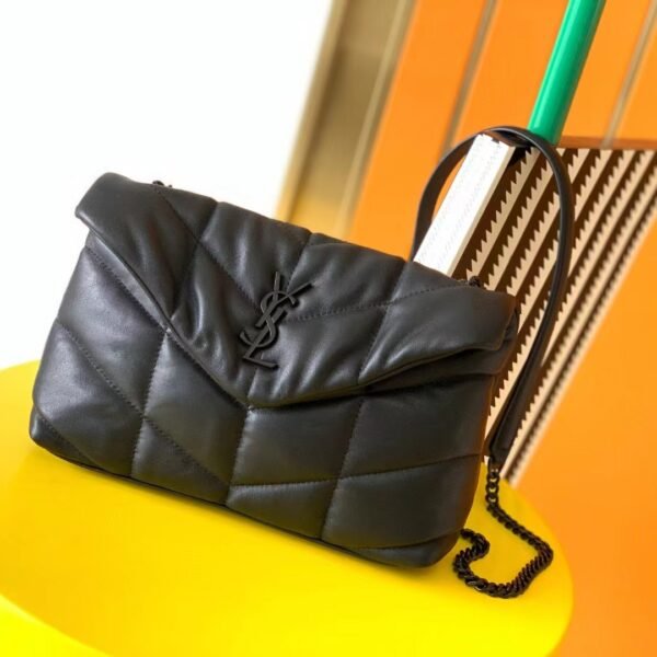 Yves Saint Laurent Loulou Puffer Small Quilted Leather Clutch In Black