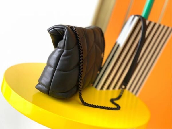 Yves Saint Laurent Loulou Puffer Small Quilted Leather Clutch In Black