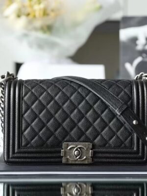 Chanel Boy Sliver Hardware Caviar Cow Leather