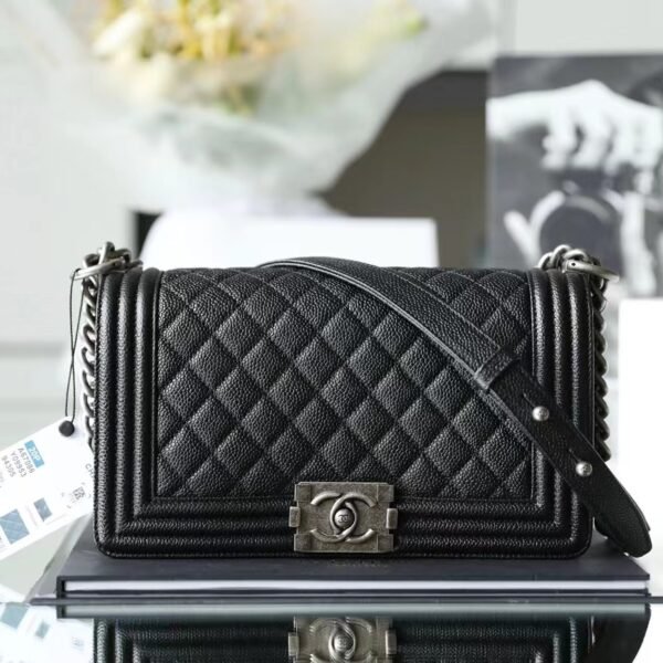 Chanel Boy Sliver Hardware Caviar Cow Leather