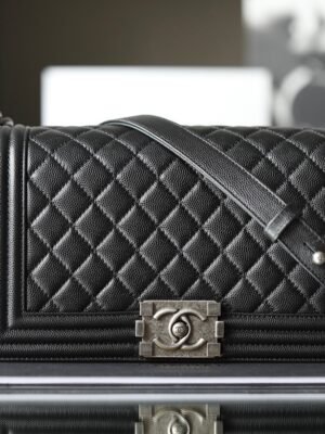 Chanel Boy Sliver Hardware Caviar Cow Leather