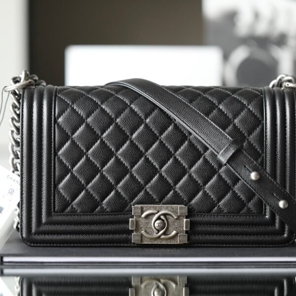 Chanel Boy Sliver Hardware Caviar Cow Leather