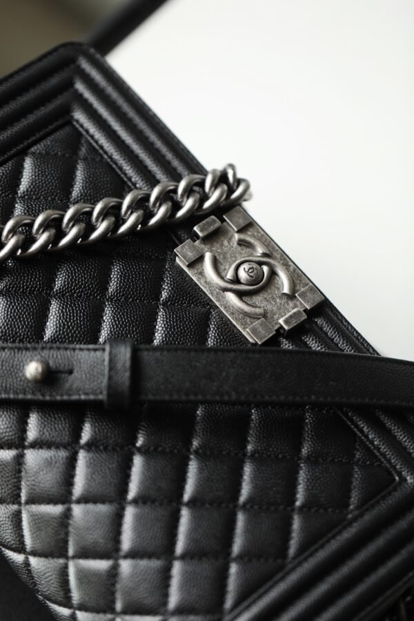 Chanel Boy Sliver Hardware Caviar Cow Leather