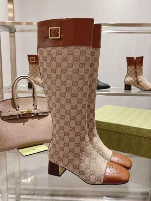 GUCCI Beige GG Supreme Boots