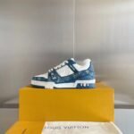LV trainer blue denim with white leather