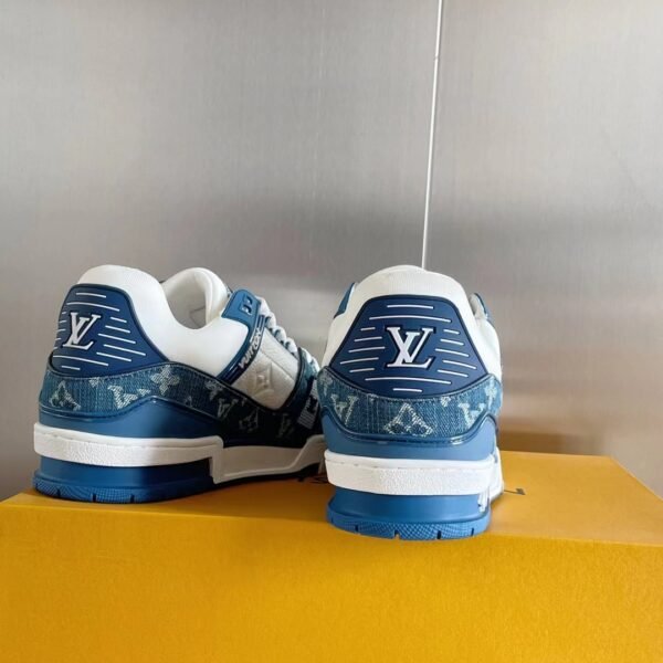 LV trainer blue denim with white leather