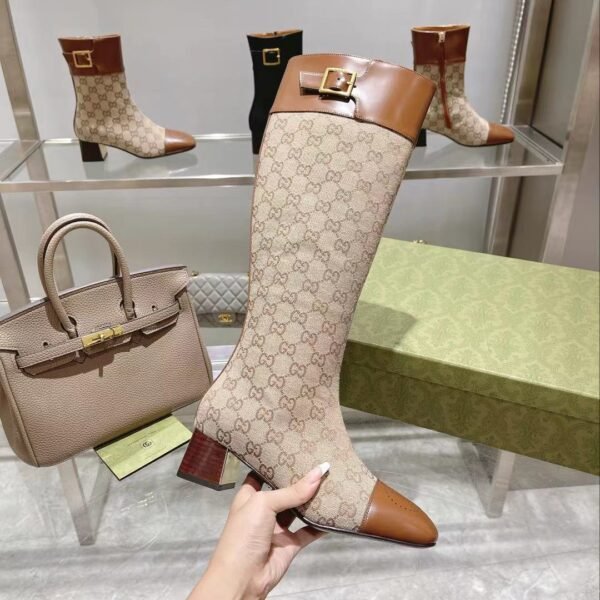 GUCCI Beige GG Supreme Boots