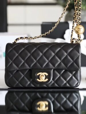 Chanel classic flap mini with golden ball