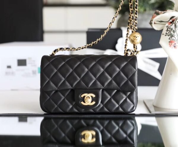 Chanel classic flap mini with golden ball