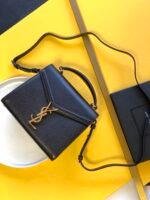 CASSANDRA MEDIUM TOP HANDLE BAG IN GRAIN DE POUDRE EMBOSSED LEATHER