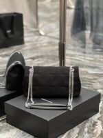 JAMIE MEDIUM CHAIN BAG “CARRÉ RIVE GAUCHE” IN LAMBSKIN AND SUEDE