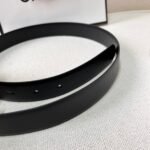 Black Quilted Leather CC Logo Belt
