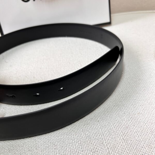 Black Quilted Leather CC Logo Belt