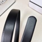 Black Quilted Leather CC Logo Belt