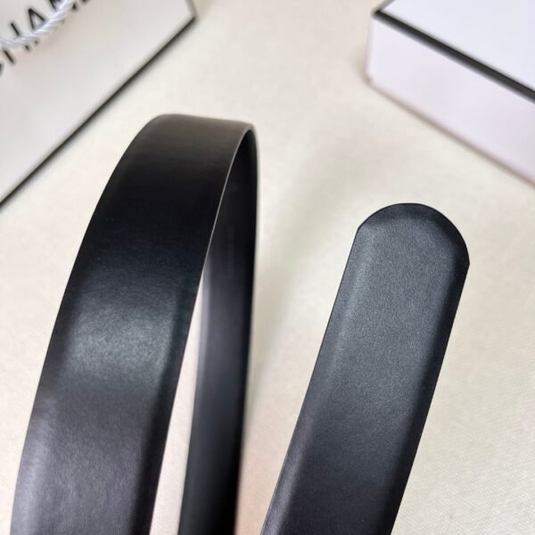 Black Quilted Leather CC Logo Belt