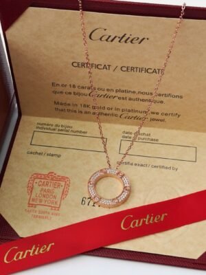 Cartier Love Rose Gold Diamonds Necklace