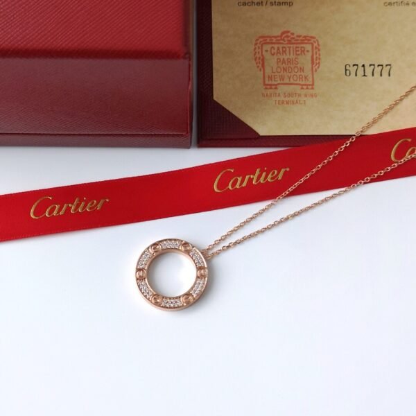 Cartier Love Rose Gold Diamonds Necklace