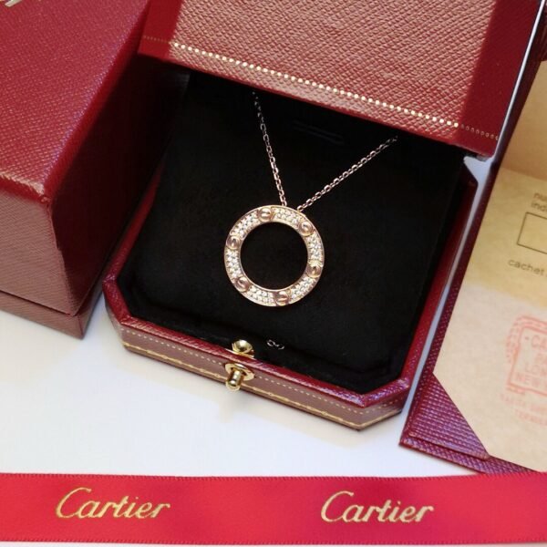Cartier Love Rose Gold Diamonds Necklace