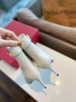 Valentino Side Zipper Ankle Boots White High Heel Fashion Boot