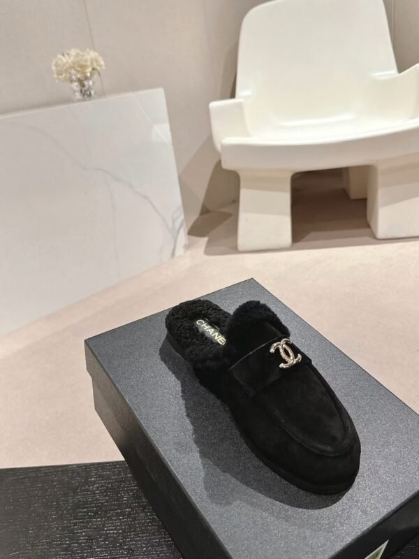 Chanel Black Fabric Quilted Embellished Slip On Loafers