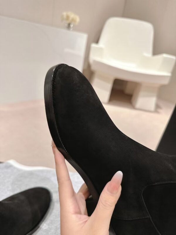 Chanel Black Suede CC Logo Ankle Boot