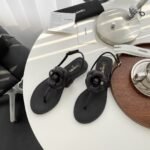 CC Leather Camellia Flower Sandals