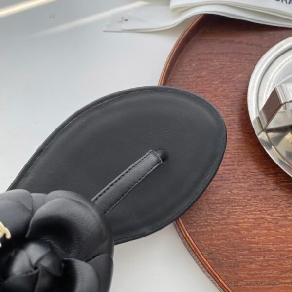 CC Leather Camellia Flower Sandals