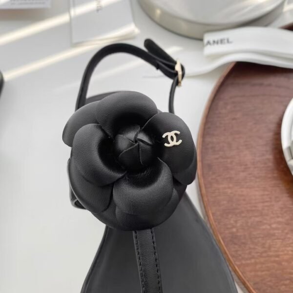 CC Leather Camellia Flower Sandals