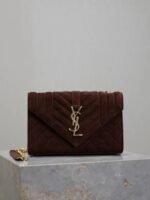 Saint Laurent Envelope Triquilt Small YSL Shoulder Bag in Suede