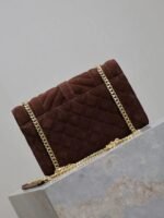 Saint Laurent Envelope Triquilt Small YSL Shoulder Bag in Suede