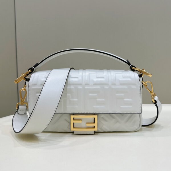 Fendi Baguette White Leather Bag