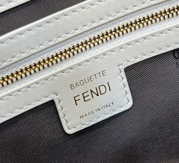 Fendi Baguette White Leather Bag