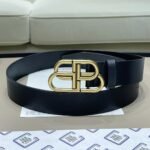 Balenciaga Women’s BB Thin Belt in black natural calfskin