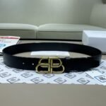 Balenciaga Women’s BB Thin Belt in black natural calfskin