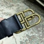 Balenciaga Women’s BB Thin Belt in black natural calfskin