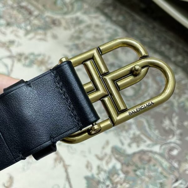 Balenciaga Women’s BB Thin Belt in black natural calfskin