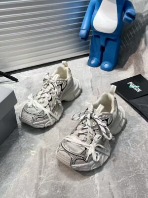 Women’s 3XL Sneaker in White/Black Mesh and Polyurethane