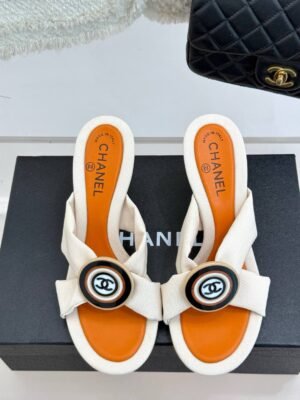 Chanel Cross Strap Mules with Oversized Double C Buckle