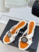 Chanel Cross Strap Mules with Oversized Double C Buckle