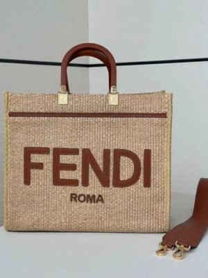 FENDI Sunshine Raffia Tote