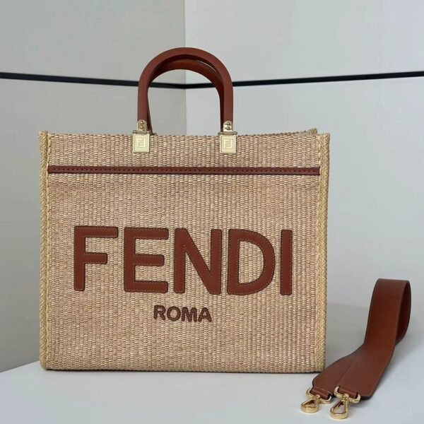 FENDI Sunshine Raffia Tote
